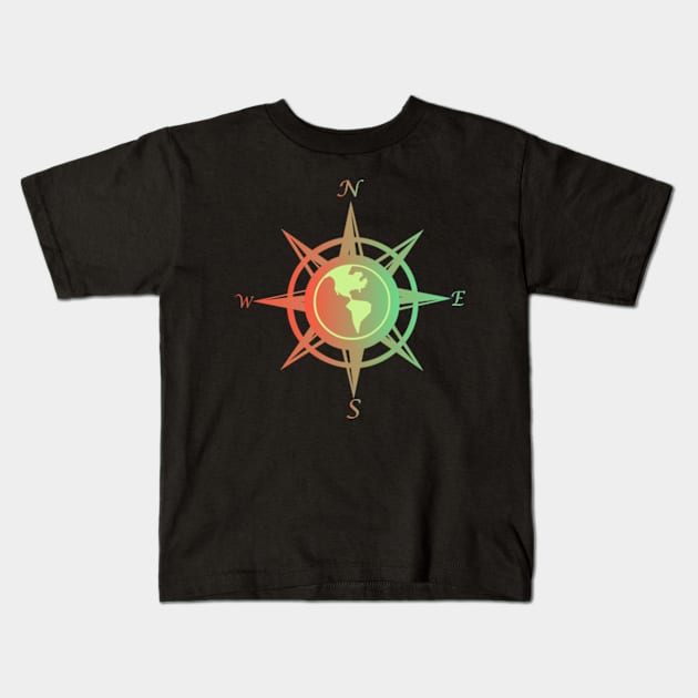 Compass rose with cardinal points Kids T-Shirt by SAMUEL FORMAS